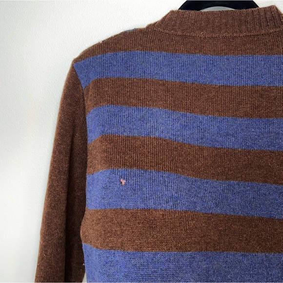 Burberry Youth Argyle V-Neck Sweater Cotton Brown Blue Diamond Striped Size 12Y - Picture 7 of 13